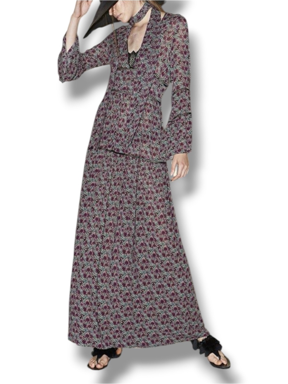 Tendresses STUNNING Floral Tiered Maxi Dress Italy Size 42 US Medium